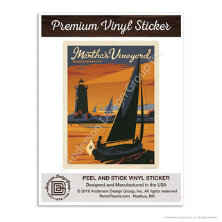 Marthas Vineyard Massachusetts Sailboat Mini Vinyl Sticker