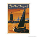 Marthas Vineyard Massachusetts Sailboat Mini Vinyl Sticker