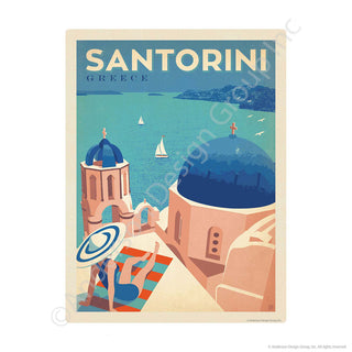 Santorini Greece Blue Domed Church Mini Vinyl Sticker
