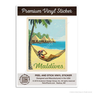 Maldives Hammock on the Beach Mini Vinyl Sticker