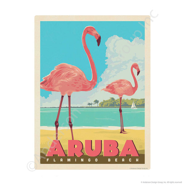 Aruba Flamingo Beach Mini Vinyl Sticker