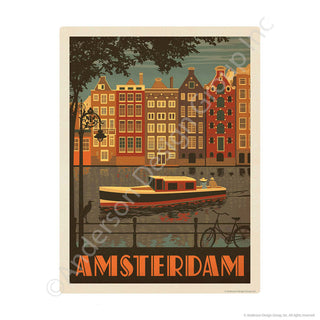 Amsterdam Netherlands Canal Boat Mini Vinyl Sticker