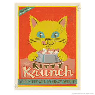 Kitty Krunch Cat Food Ad Mini Vinyl Sticker