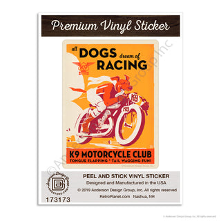 K9 Motorcycle Club Racing Dogs Mini Vinyl Sticker