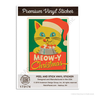 Meow-y Christmas Santa Cat Mini Vinyl Sticker