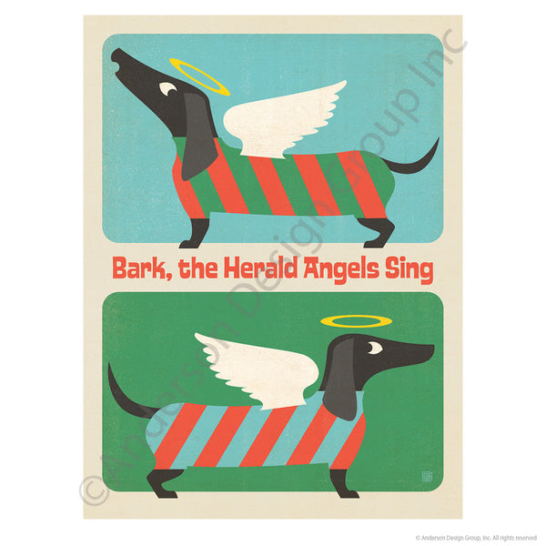 Bark The Herald Angels Sing Holiday Dog Mini Vinyl Sticker
