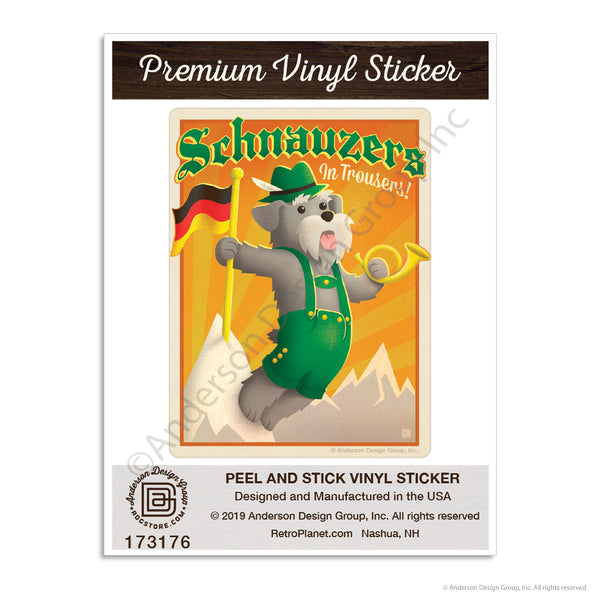 Schnauzers In Trousers Dog Mini Vinyl Sticker