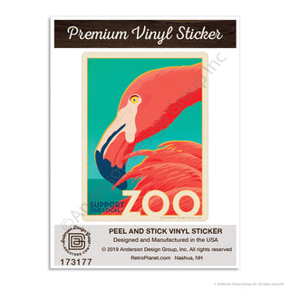 Flamingo Support Our Local Zoo Mini Vinyl Sticker