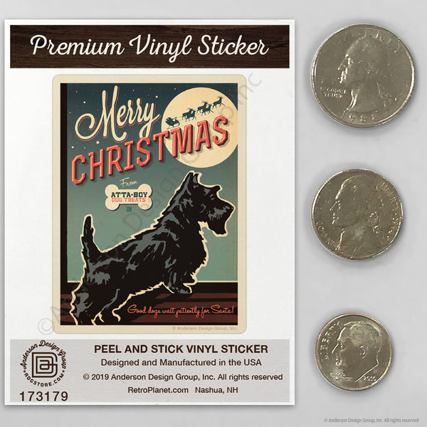 Merry Christmas Atta Boy Dog Treats Mini Vinyl Sticker