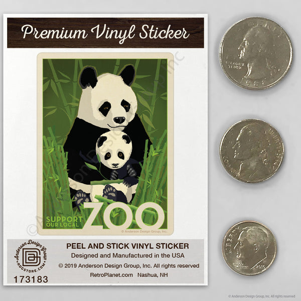 Panda Bears Support Our Local Zoo Mini Vinyl Sticker