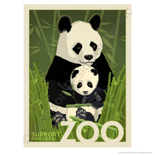 Panda Bears Support Our Local Zoo Mini Vinyl Sticker