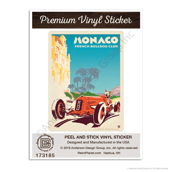 Monaco French Bulldog Club Racing Mini Vinyl Sticker
