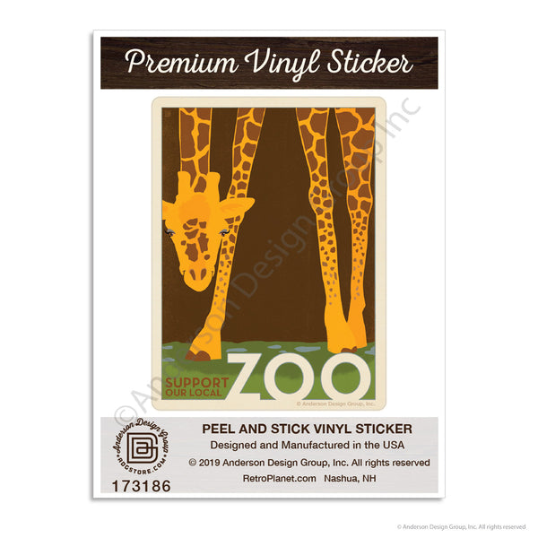 Giraffe Support Our Local Zoo Mini Vinyl Sticker