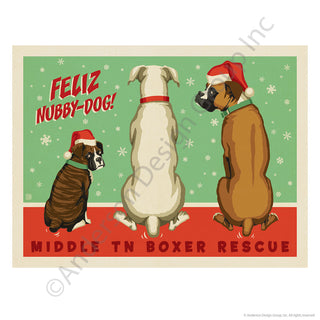 Middle TN Boxer Rescue Feliz Nubby-Dog Holiday Mini Vinyl Sticker