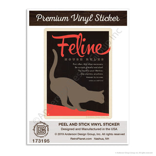 Feline House Rules Cat Mini Vinyl Sticker