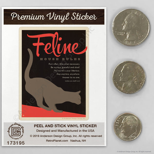 Feline House Rules Cat Mini Vinyl Sticker