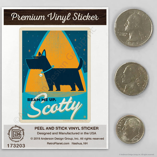 Beam Me Up Scotty Dog Mini Vinyl Sticker