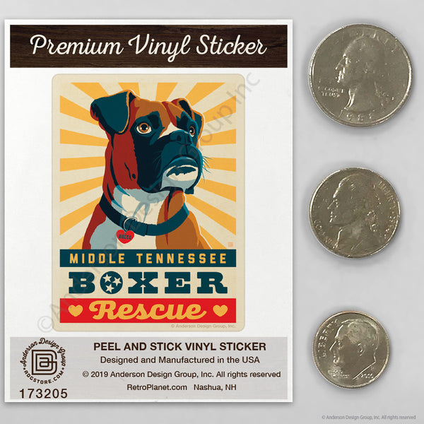 Middle TN Boxer Rescue Letterpress Mini Vinyl Sticker