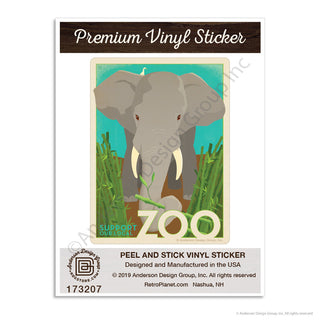 Elephant Support Our Local Zoo Mini Vinyl Sticker