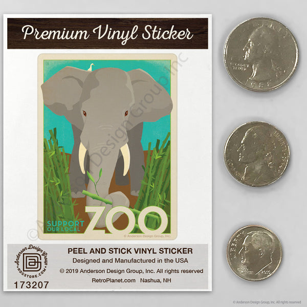 Elephant Support Our Local Zoo Mini Vinyl Sticker