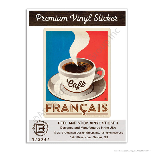 Cafe Francais French Flag Coffee Mini Vinyl Sticker
