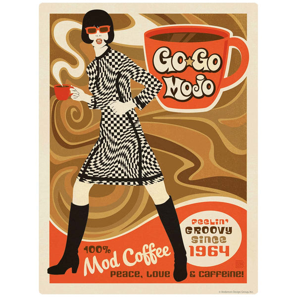 Mod Coffee Go Go Mojo Mini Vinyl Sticker