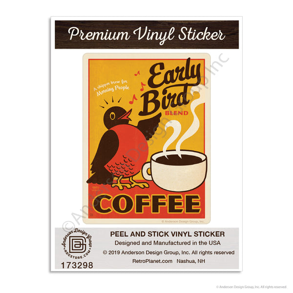 Early Bird Coffee Mini Vinyl Sticker