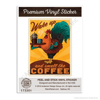 Smell the Coffee Rooster Mini Vinyl Sticker