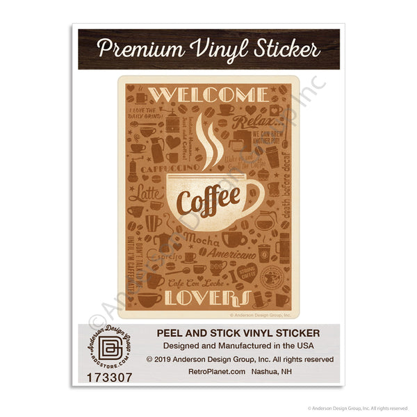 Welcome Coffee Lovers Mini Vinyl Sticker