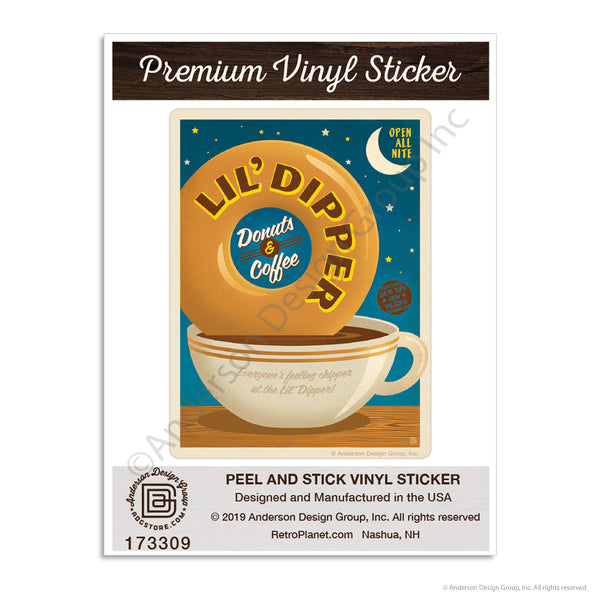 Lil Dipper Donut Coffee Shop Mini Vinyl Sticker