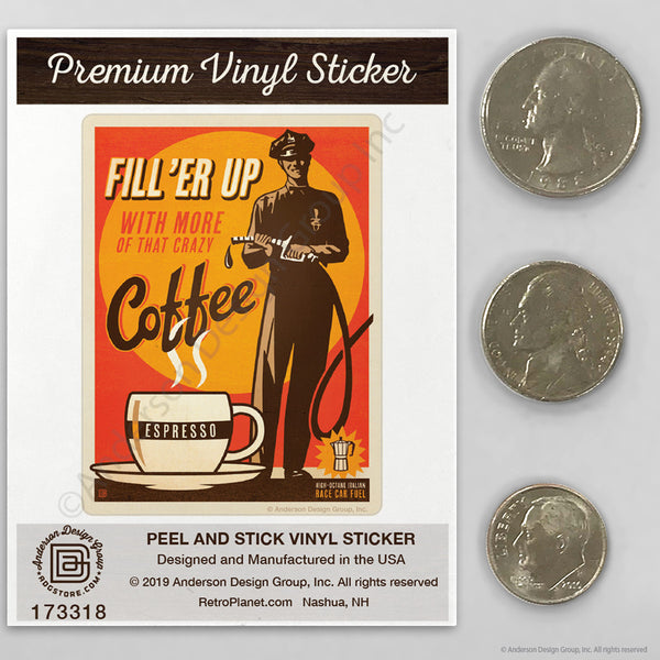 Coffee Fill Er Up Espresso Mini Vinyl Sticker