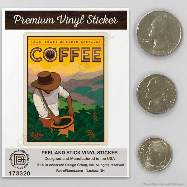 South American Coffee Fair Trade Mini Vinyl Sticker