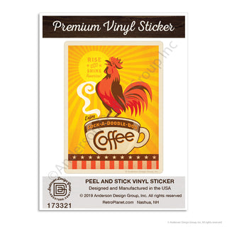Cock-A-Doodle-Doo Coffee Rooster Mini Vinyl Sticker