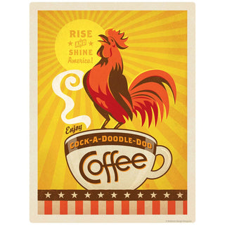 Cock-A-Doodle-Doo Coffee Rooster Mini Vinyl Sticker