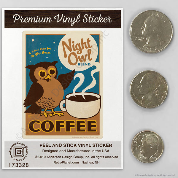 Night Owl Coffee Mini Vinyl Sticker