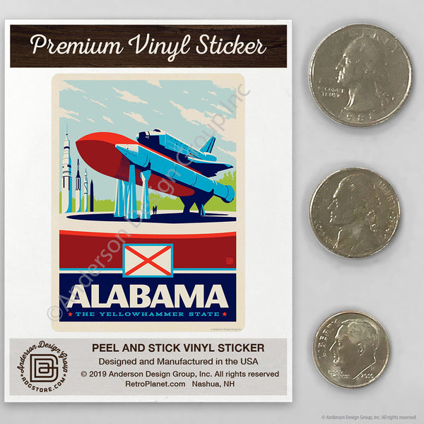 Alabama Yellowhammer State Space Shuttle Mini Vinyl Sticker