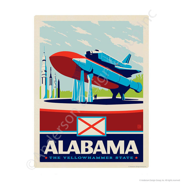 Alabama Yellowhammer State Space Shuttle Mini Vinyl Sticker