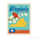 Virginia Old Dominion State Map Mini Vinyl Sticker