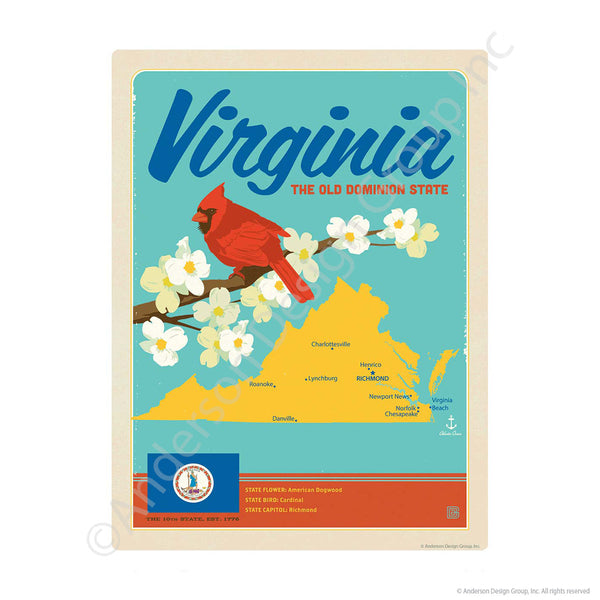 Virginia Old Dominion State Map Mini Vinyl Sticker