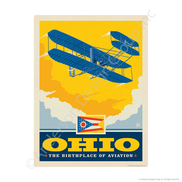 Ohio Birthplace of Aviation State Mini Vinyl Sticker