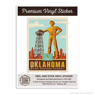 Oklahoma Sooner State Golden Driller Mini Vinyl Sticker