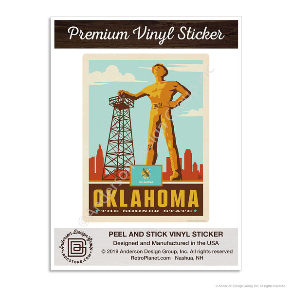 Oklahoma Sooner State Golden Driller Mini Vinyl Sticker