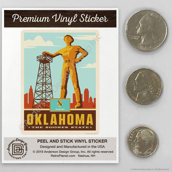 Oklahoma Sooner State Golden Driller Mini Vinyl Sticker