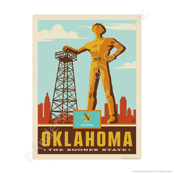 Oklahoma Sooner State Golden Driller Mini Vinyl Sticker