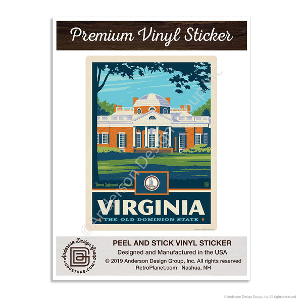 Virginia Old Dominion State Monticello Mini Vinyl Sticker