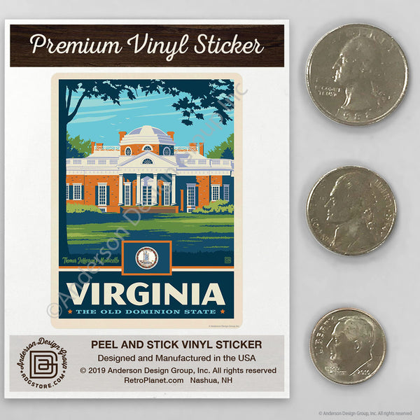 Virginia Old Dominion State Monticello Mini Vinyl Sticker