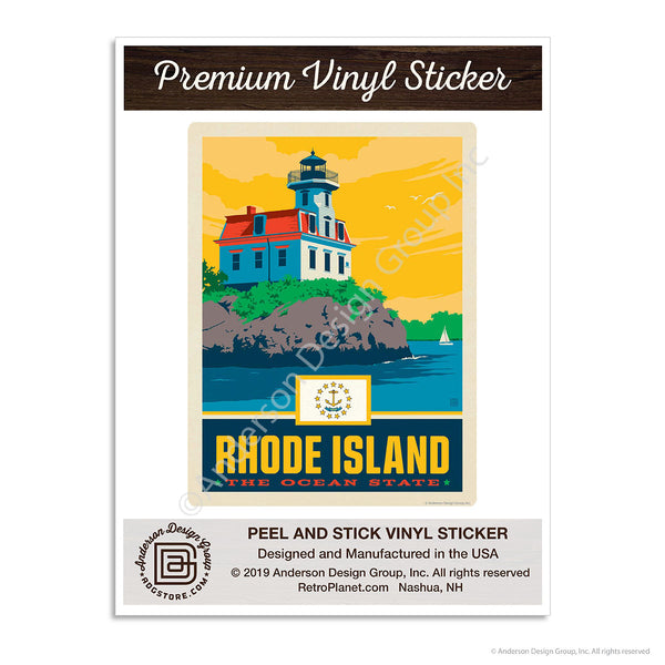 Rhode Island Ocean State Pomham Rocks Lighthouse Mini Vinyl Sticker