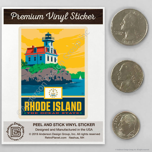 Rhode Island Ocean State Pomham Rocks Lighthouse Mini Vinyl Sticker