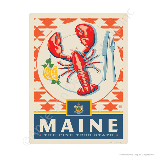Maine Pine Tree State Lobster Mini Vinyl Sticker