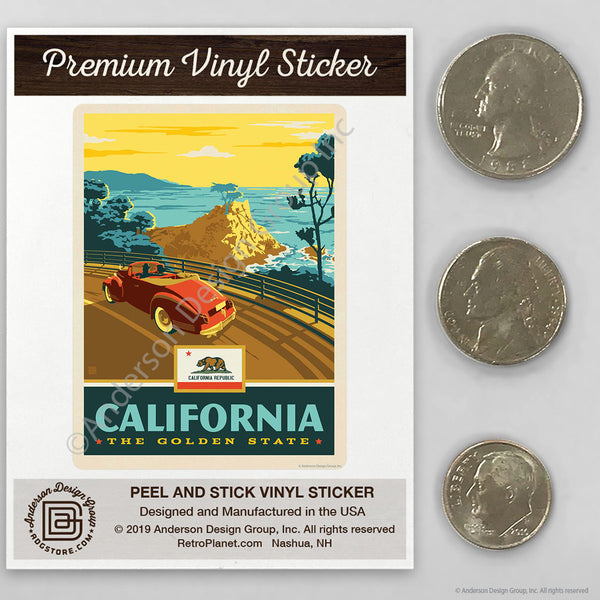 California Coast Golden State Mini Vinyl Sticker